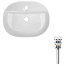 Комплект Qtap Scorpio: Раковина накладная овальная 500x380x120 мм White + Донный клапан PU02 (QT14112202WN47313)