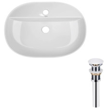 Комплект Qtap Scorpio: Раковина накладная овальная 600х400х120 мм White + Донный клапан PU02 (QT14112203WN47315)