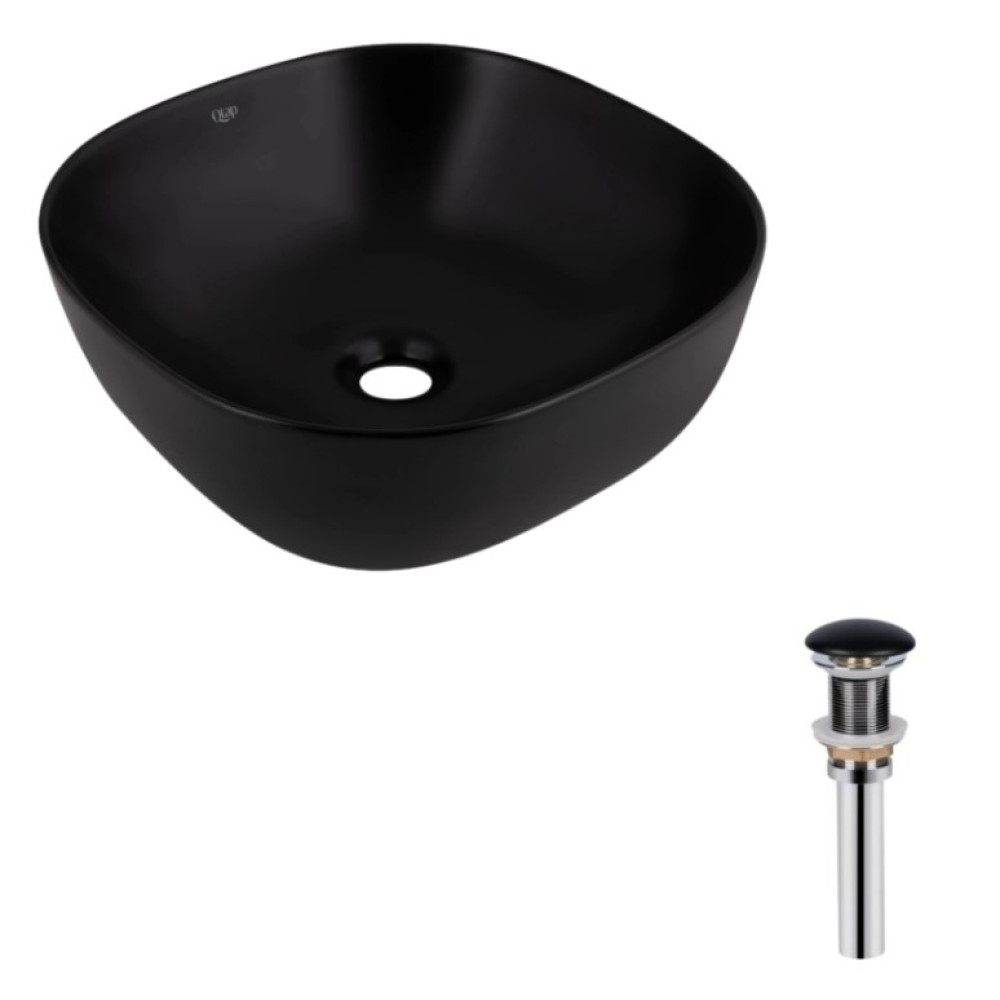 Раковина накладная Qtap Kolibri 400х400х140 Matt Black с донным клапаном QT10112144MBMBN47316