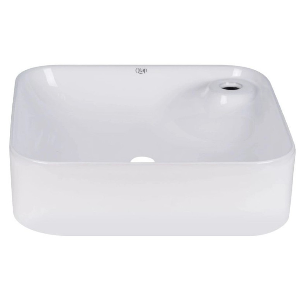Комплект Qtap Stork: Раковина накладная квадратная 430x430x125 мм White + Донный клапан PU02 (QT15112194WN47318)