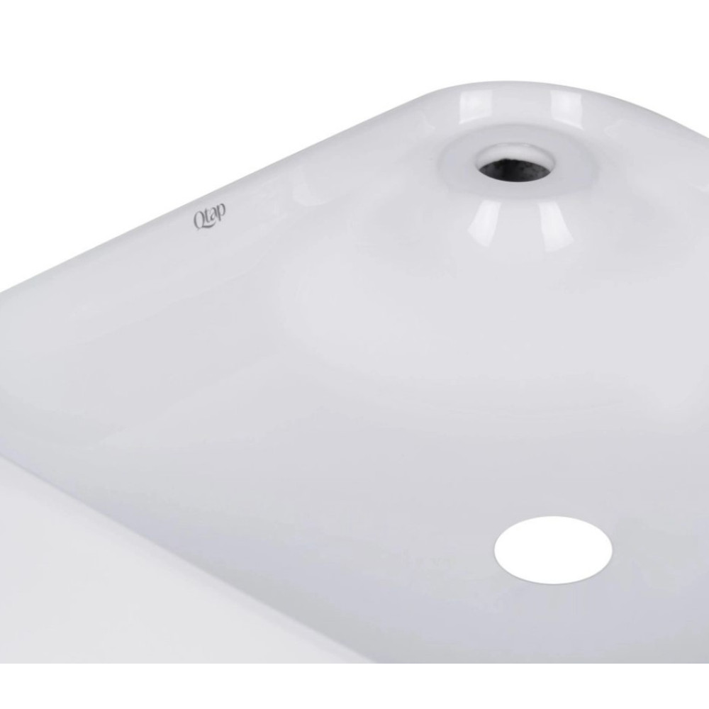 Комплект Qtap Stork: Раковина накладная квадратная 430x430x125 мм White + Донный клапан PU02 (QT15112194WN47318)