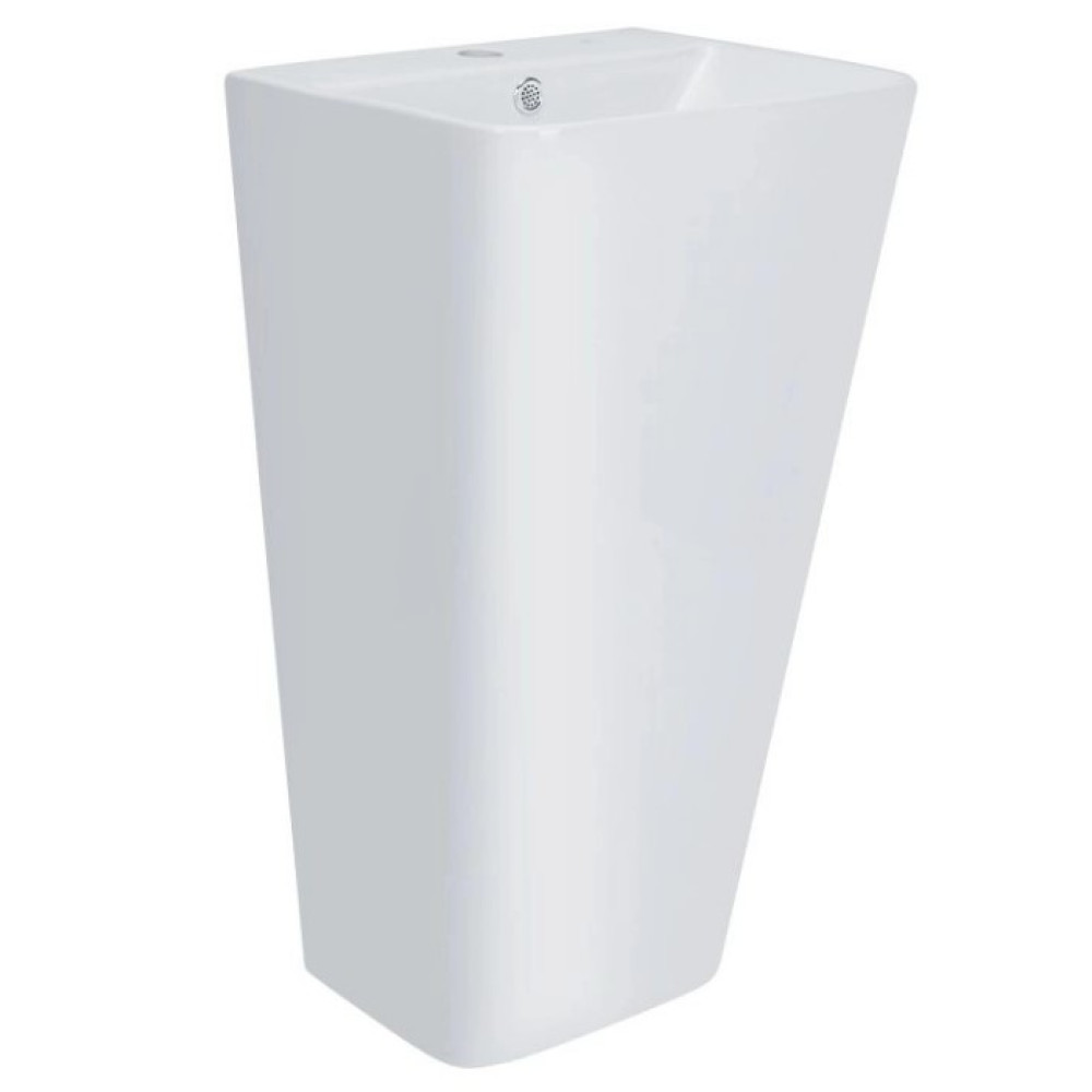 Комплект Qtap Tern: Раковина напольная моноблок 440х380х830 мм White + Донный клапан PU02O (QT1711G302WN47320)