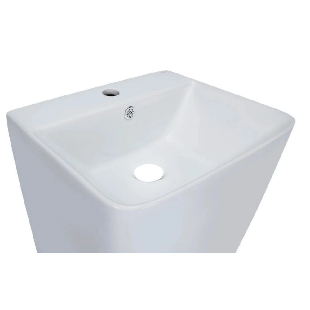 Комплект Qtap Tern: Раковина напольная моноблок 440х380х830 мм White + Донный клапан PU02O (QT1711G302WN47320)