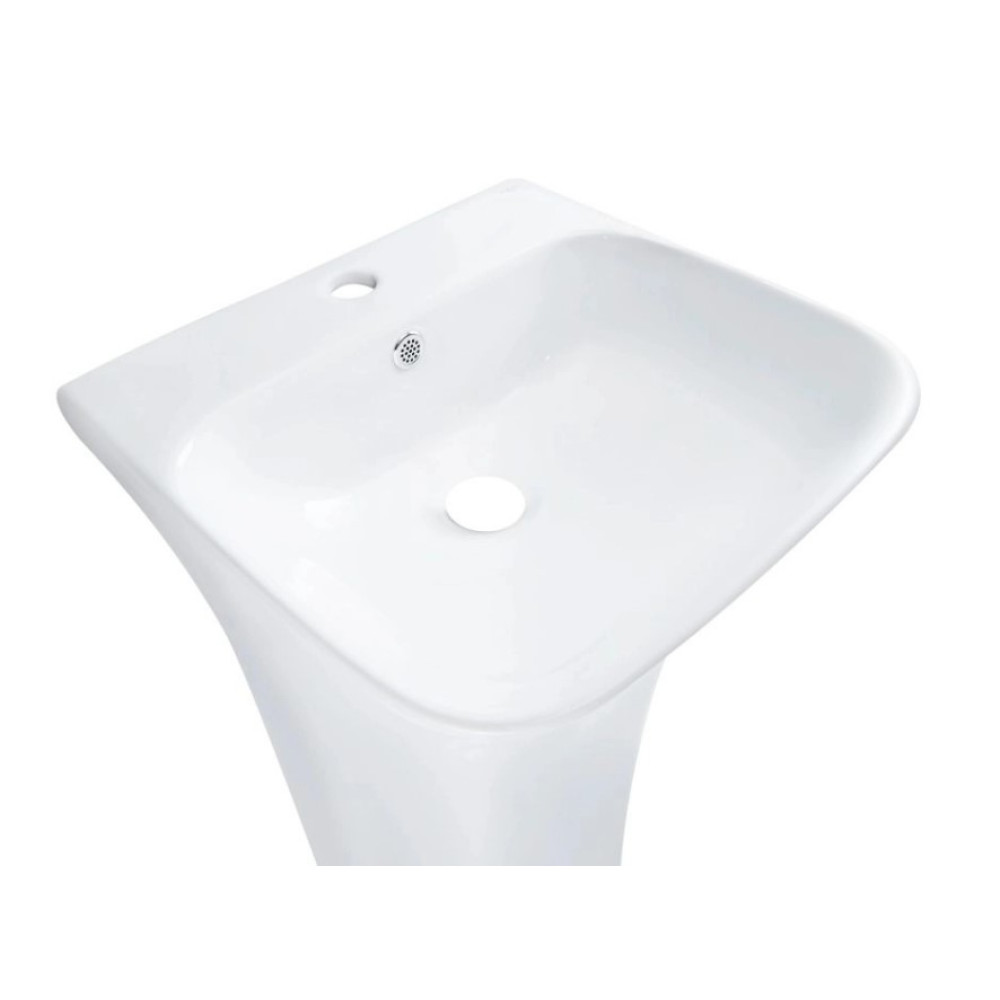 Комплект Qtap Crow: Раковина підлогова моноблок 445x420x840 мм White + Донний клапан PU02O (QT0511G315WN47321)
