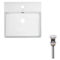 Комплект Qtap Nando LT: Раковина подвесная прямоугольная 500х420х130 мм White + Донный клапан PU02O (QT12112173SWN47323)