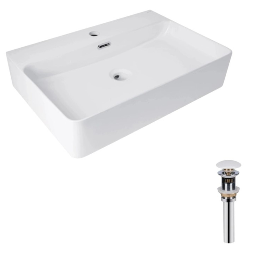 Раковина підвісна Qtap Nando LT 610х420х140 White з донним клапаном QT12112173WN47326