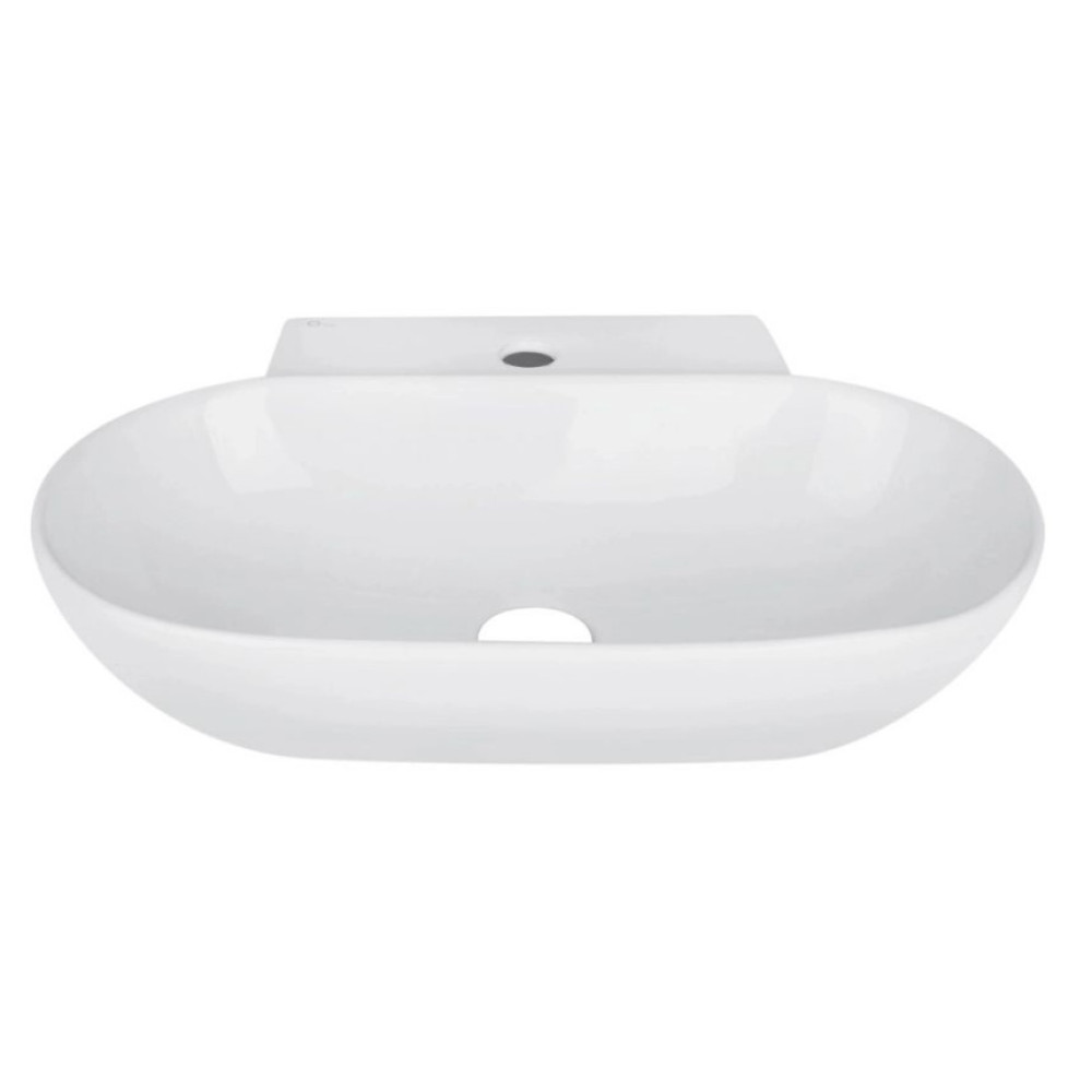 Комплект Qtap Cardinal: Раковина подвесная/накладная овальная 565х400х130 мм White + Донный клапан PU02 (QT0411K177WN47330)