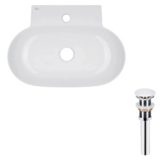 Комплект Qtap Cardinal: Раковина подвесная/накладная овальная 565х400х130 мм White + Донный клапан PU02 (QT0411K177WN47330)