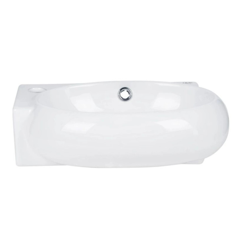 Комплект Qtap Leo: Раковина подвесная овальная левая 430x285x160 мм White + Донный клапан PU02O (QT11115011LWN47332)
