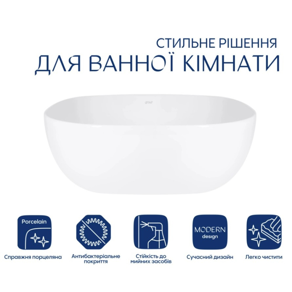 Раковина Qtap Kolibri 400х400х140 мм, White, квадратна, без донного клапана QT10116303W