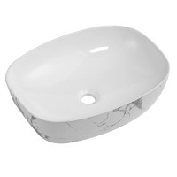 Раковина накладная Qtap Robin Marble, прямоугольная, с донным клапаном QT04116302MR
