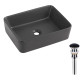 Раковина накладная Qtap Tern Anthracite, прямоугольная, с донным клапаном QT17116069AN