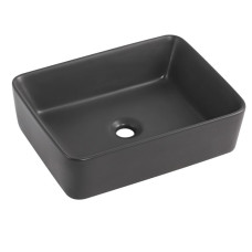 Раковина накладная Qtap Tern Anthracite, прямоугольная, с донным клапаном QT17116069AN