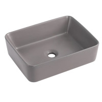 Раковина накладна Qtap Tern Stone grey, прямокутна, з донним клапаном QT17116069SG