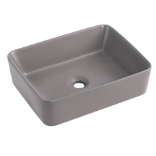 Раковина накладная Qtap Tern Stone grey, прямоугольная, с донным клапаном QT17116069SG