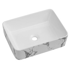 Раковина накладная Qtap Tern Marble, прямоугольная, с донным клапаном QT17116069MR