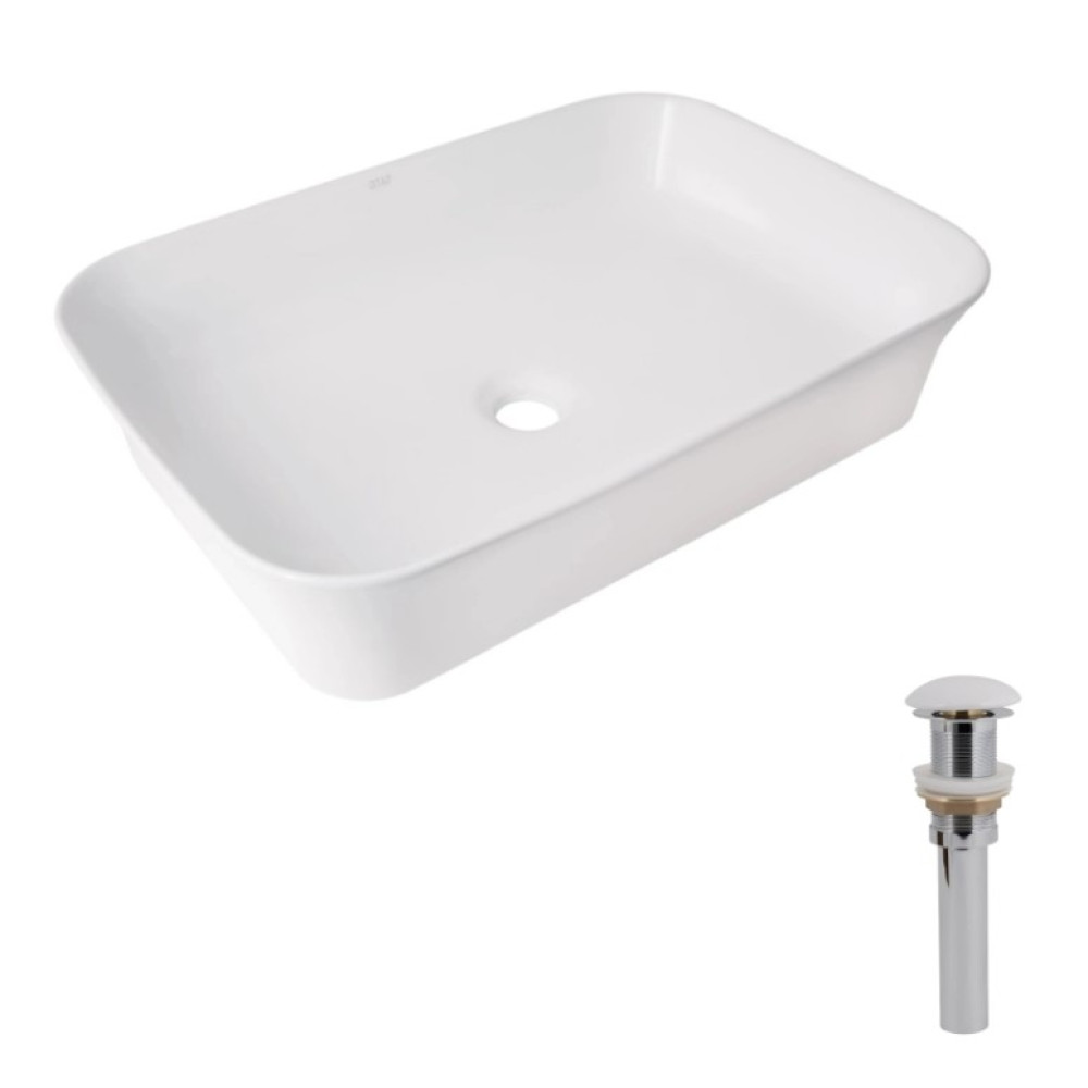 Раковина накладная Qtap Virgo N 560x380x130 White с донным клапаном QT18116308W48462