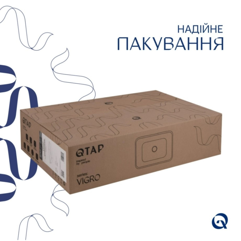 Раковина накладная Qtap Virgo N 560x380x130 White с донным клапаном QT18116308W48462