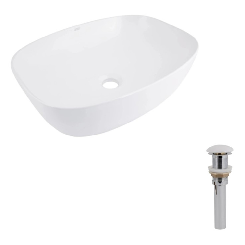 Раковина накладная Qtap Cardinal 500×380×140 White с донным клапаном QT04116302W48464