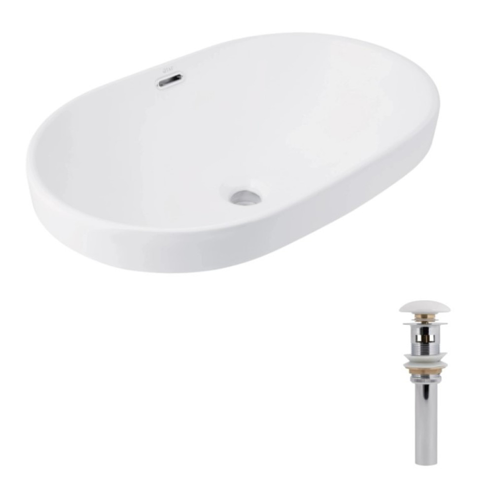 Раковина врезная Qtap Leo 610x405x185 White с донным клапаном QT11118014W48472