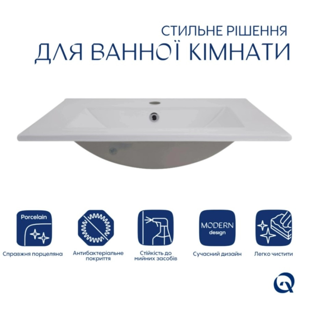 Раковина врізна меблева Qtap Albatross 620x460x180 White з донним клапаном QT01113060CW148473