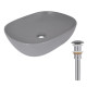 Раковина накладна Qtap Aquarius, Stone grey, прямокутна, з донним клапаном QTAQA188SG49780