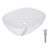 Раковина накладная Qtap Aquarius, Marble, прямоугольная, с донным клапаном QTAQA188MR49782