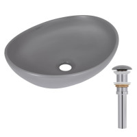 Раковина накладна Qtap Dove, Stone grey, овальна, з донним клапаном QTDOV188SG49783