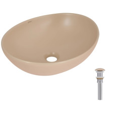 Раковина накладная Qtap Dove, Beige, овальная, с донным клапаном QTDOV188SB49784