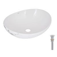 Раковина накладна Qtap Dove, Marble, овальна, з донним клапаном QTDOV188SB49785