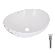 Раковина накладная Qtap Dove, Marble, овальная, с донным клапаном QTDOV188SB49785