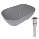 Раковина накладная Qtap Robin, Stone grey, прямоугольная, с донным клапаном QTROB188SG49786