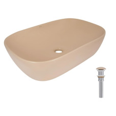 Раковина накладная Qtap Robin, Beige, прямоугольная, с донным клапаном QTROB188SB49787