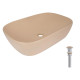 Раковина накладна Qtap Robin, Beige, прямокутна, з донним клапаном QTROB188SB49787