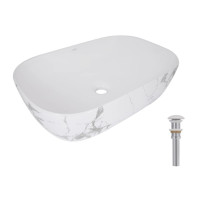 Раковина накладна Qtap Robin, Marble, прямокутна, з донним клапаном QTROB188MR49788