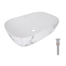 Раковина накладная Qtap Robin, Marble, прямоугольная, с донным клапаном QTROB188MR49788
