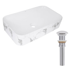 Раковина накладная Qtap Tern, Marble, прямоугольная, с донным клапаном QTTER188MR49791