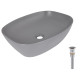 Раковина накладна Qtap Cardinal, Stone grey, прямокутна, з донним клапаном QTCAR188SG49824