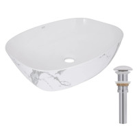Раковина накладная Qtap Cardinal, Marble, прямоугольная, с донным клапаном QTCAR188MR49826