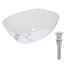 Раковина накладная Qtap Cardinal, Marble, прямоугольная, с донным клапаном QTCAR188MR49826