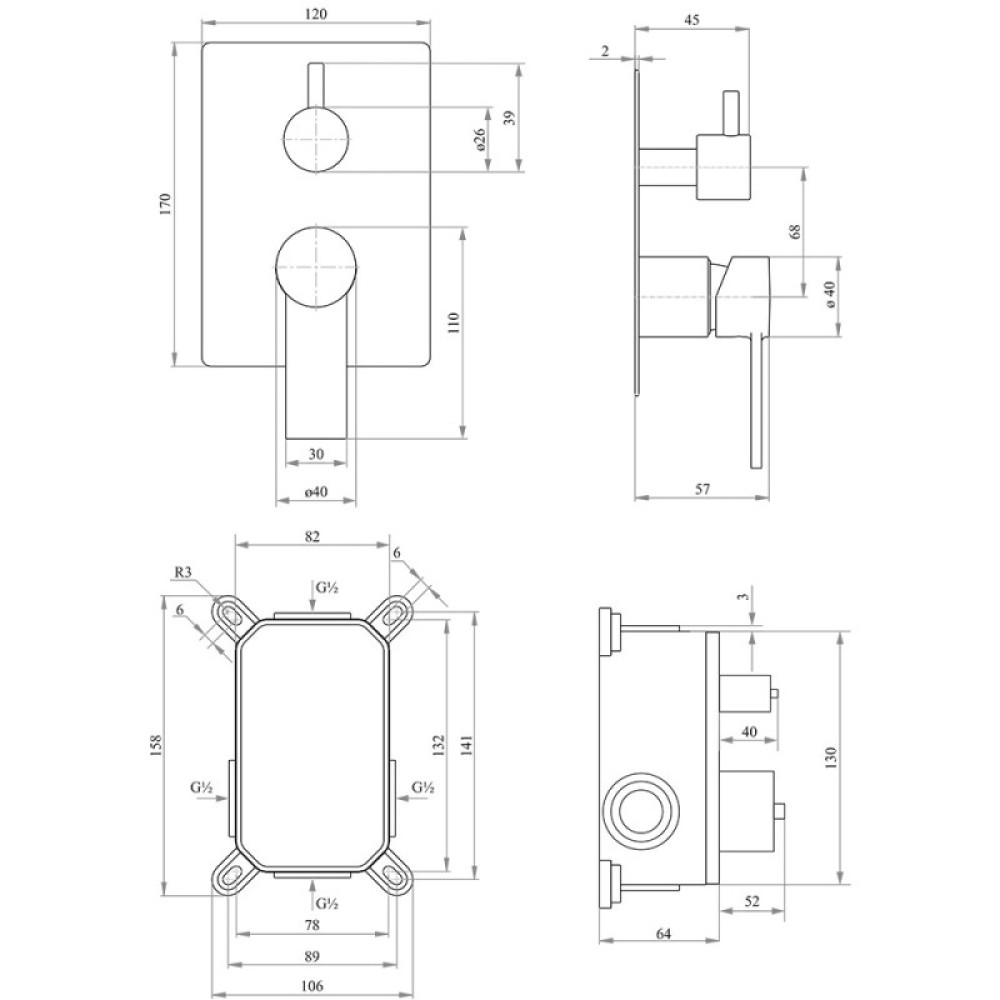 Змішувач для душа Q-tap Form 010-22 CRM