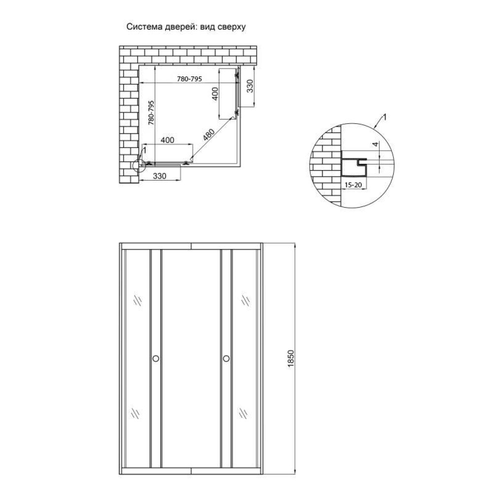 Душевая кабина Lidz Wawel SC80x80.SAT.LOW.GR LWASC8080SATLOWGR2