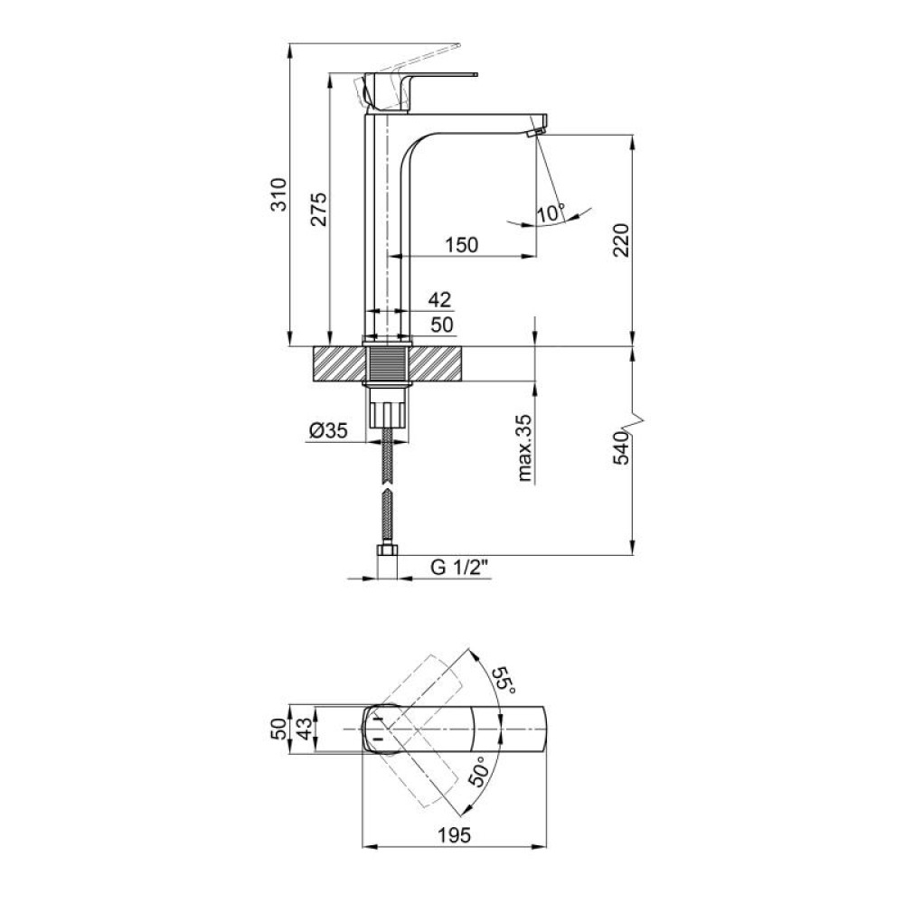 Змішувач для раковини Qtap Lipno 1023H101C