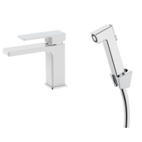 Змішувач для раковини Qtap Gemini (з гігієнічним душем) QTGEM272CRW45691 Chrome/White
