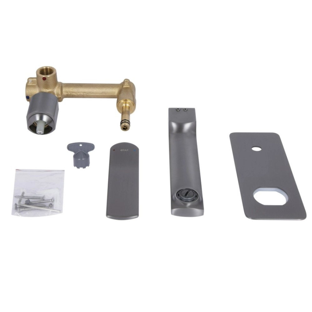 Смеситель для раковины Qtap скрытого монтажа Slavonice, Gunmetal Black PVD (k35) QTSLA273GMB45920