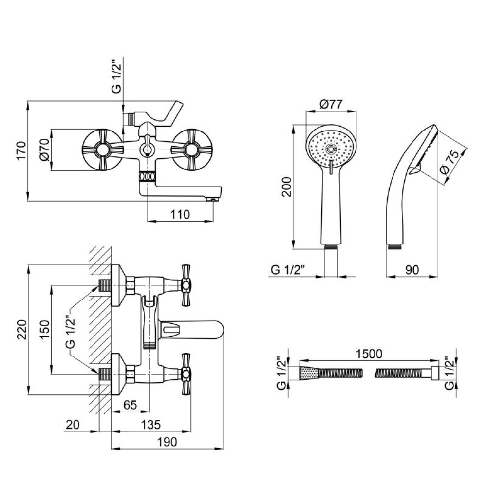 Змішувач для ванни Q-tap Liberty CRM 140-2