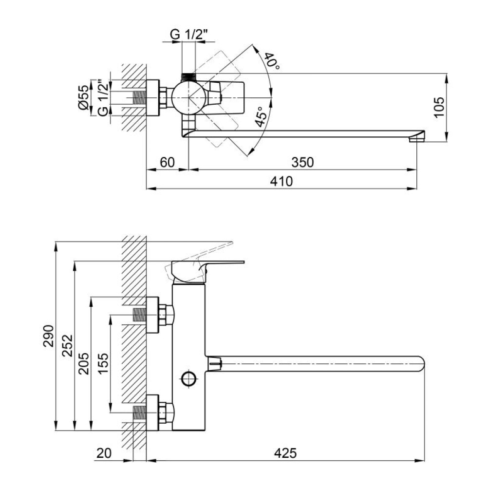 Змішувач для ванни Qtap Stenava 3245102FC