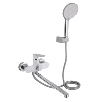 Смеситель для ванной Qtap Jay, Chrome/White (k35) с душевым гарнитуром QTJAY2601CRW45552