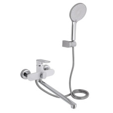 Смеситель для ванной Qtap Jay, Chrome/White (k35) с душевым гарнитуром QTJAY2601CRW45552