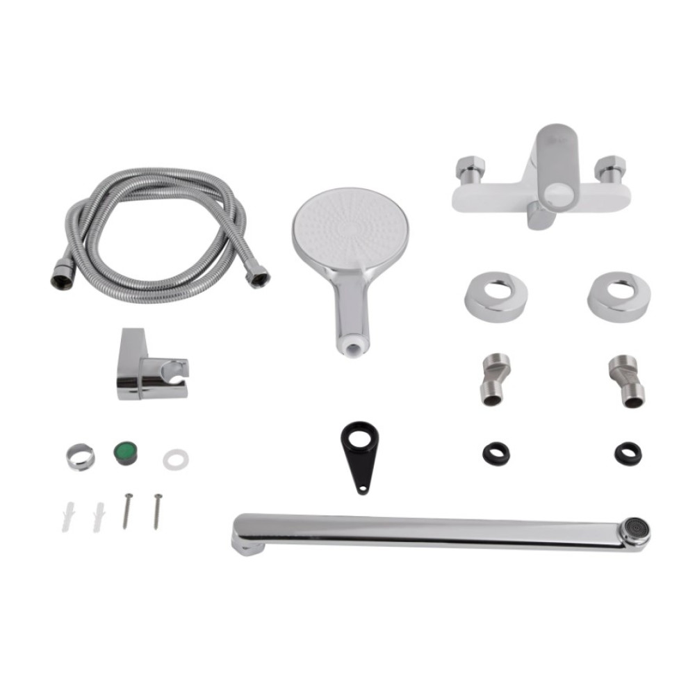 Змішувач для ванни Qtap Jay, Chrome/White (k35) з душовим гарнітуром QTJAY2601CRW45552